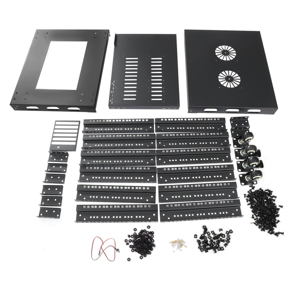 18U 4 Post Open Frame 18.5" Network Server Rack on Caters Adjustable Partition
