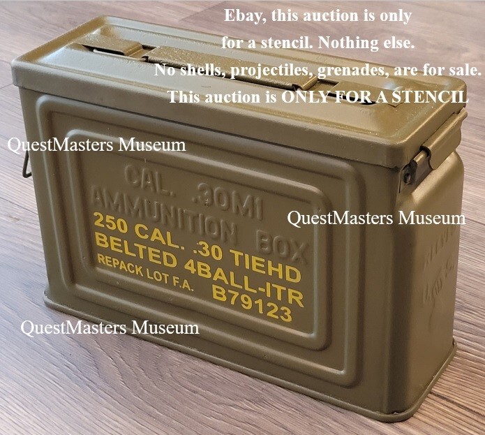 U.S. WWII .30 Cal. Ammo Box Stencil, - Stencil 010A