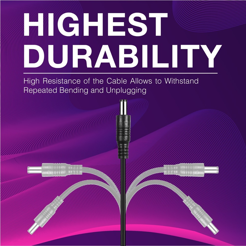 2 Packs 16.5ft Power Extension Cable for Home Security Camera System DVR kit