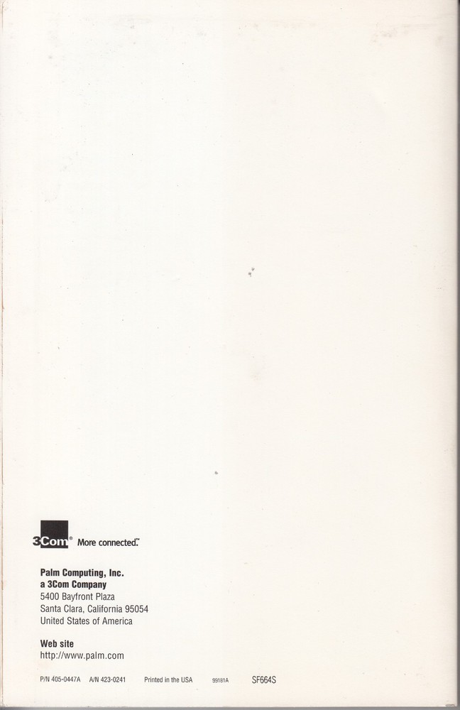 PALM III ORGANIZER HANDBOOK + GRAFFITI REFERENCE CARD + SUPPORT INFO - FROM 1998