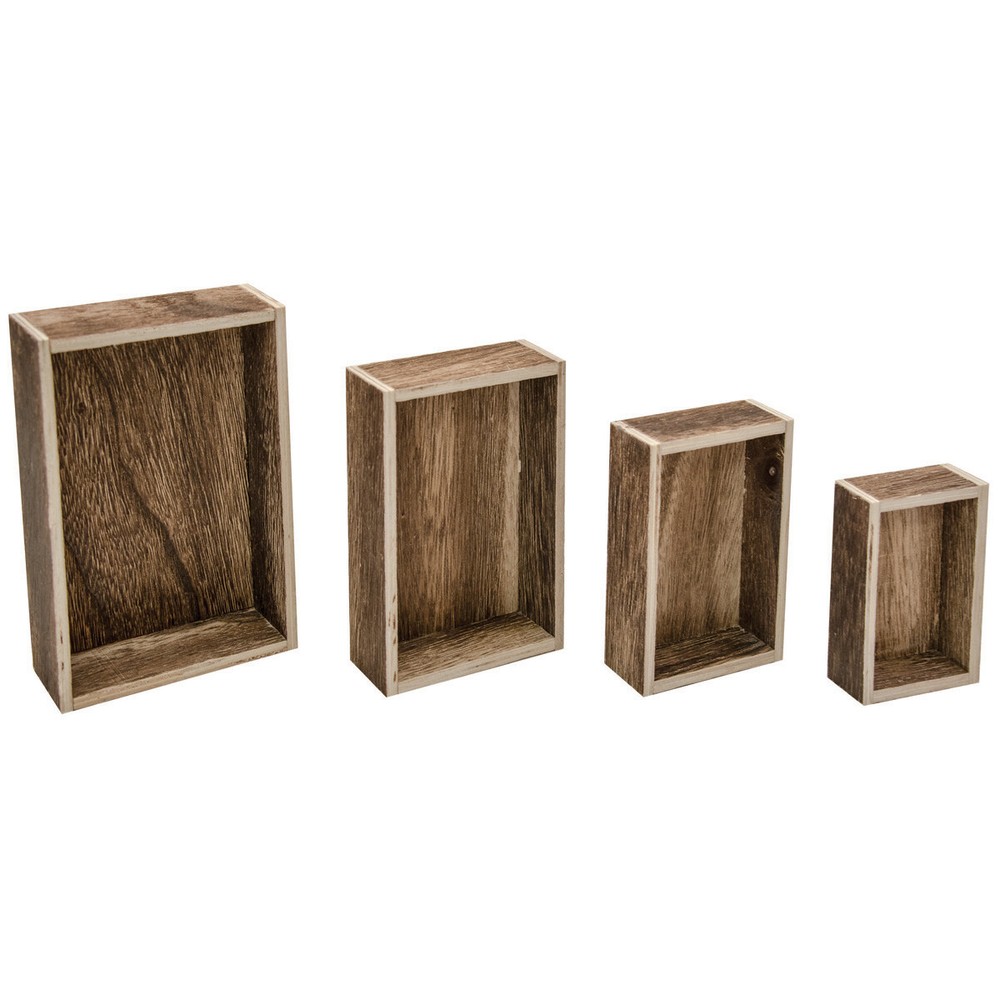 Idea-Ology Wooden Vignette Boxes 4/Pkg Brown