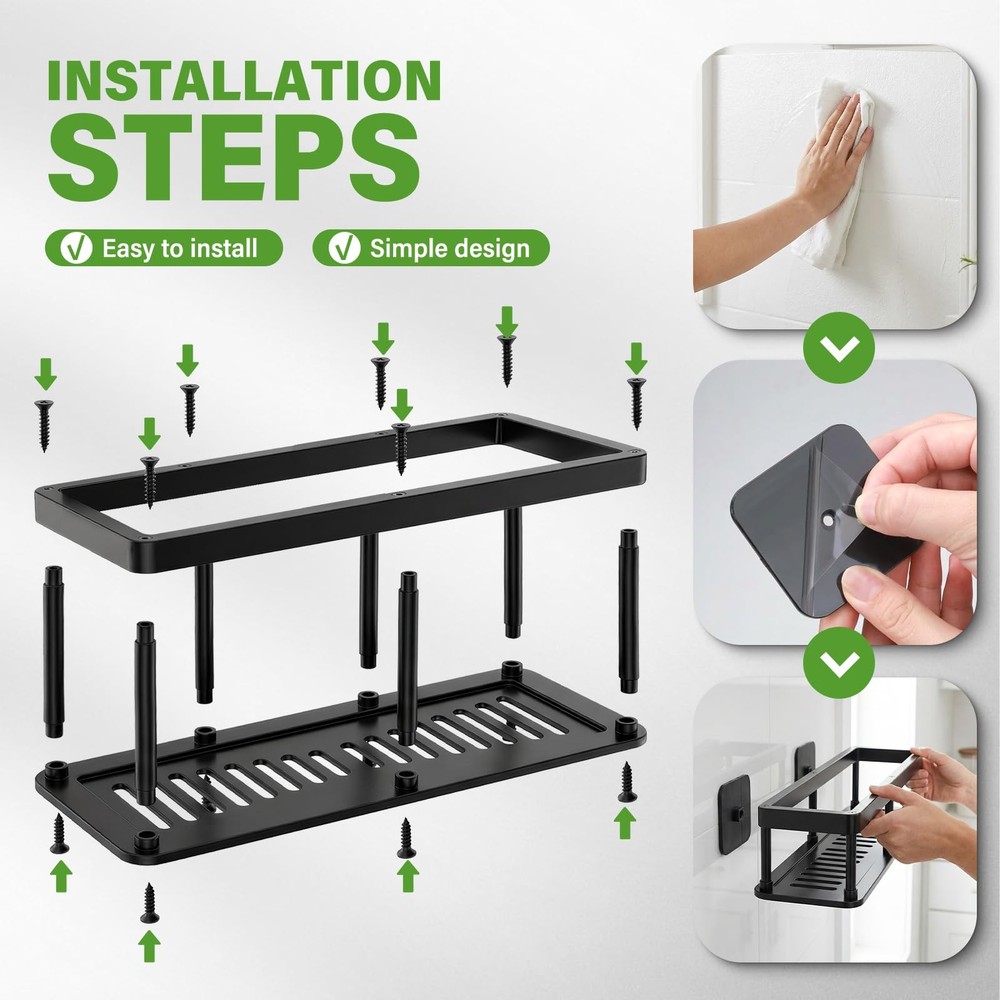 2pc Wall Mounted Floating Shelf, Detachable Storage Rack,No Drill Shelves for...