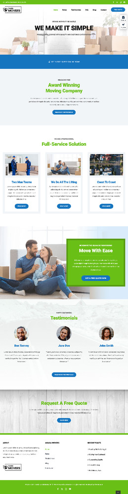 Movers Website Design with Free VPS Web Hosting and Installation
