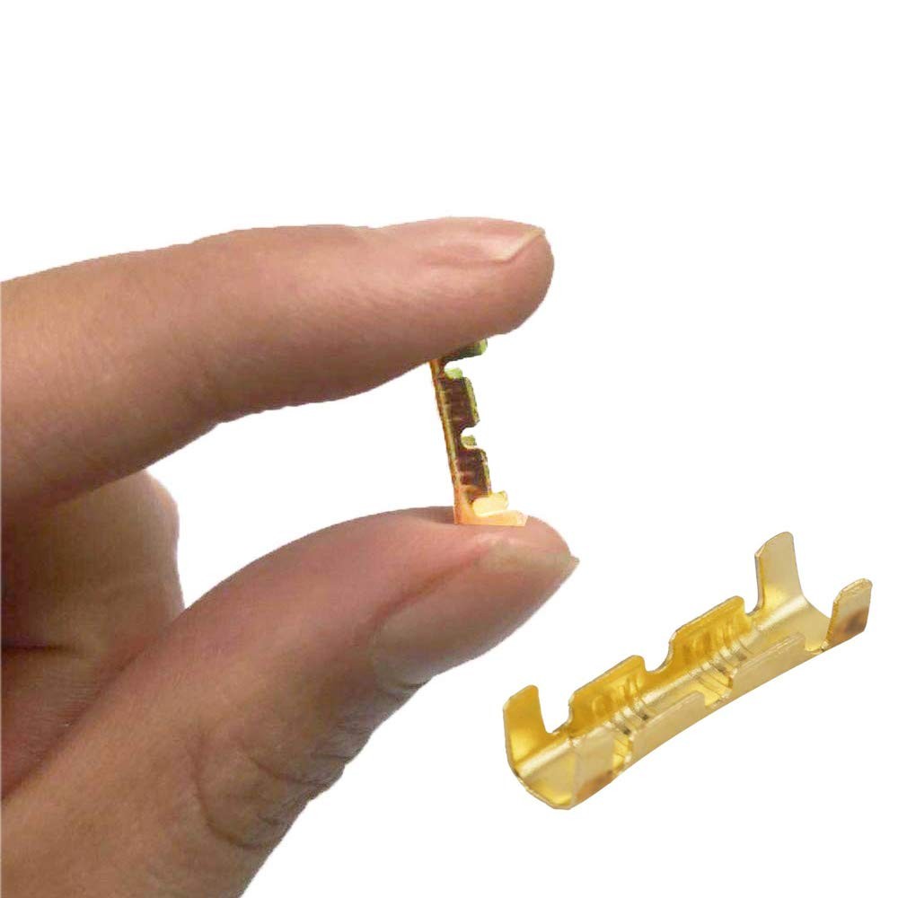 200Pcs U-Shaped Terminal tab Small Teeth Pressing Button Quick Connect Yellow