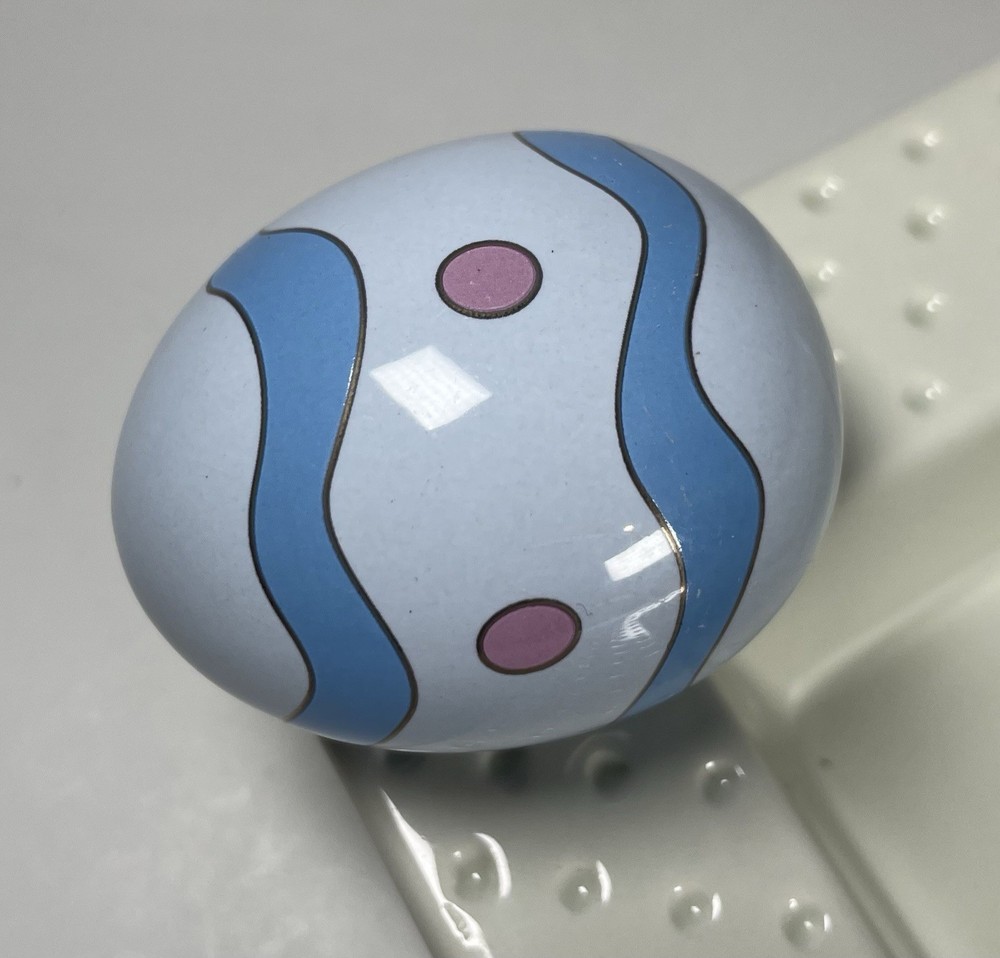 Nora Fleming RETIRED Easter Egg A95 Mini Charm Wavy Blue Stripes Pink Spots