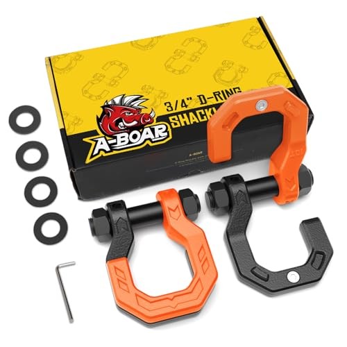Separate D-Ring Shackles, 2Pack 3/4" Separate D-Ring Shackles Black & Orange