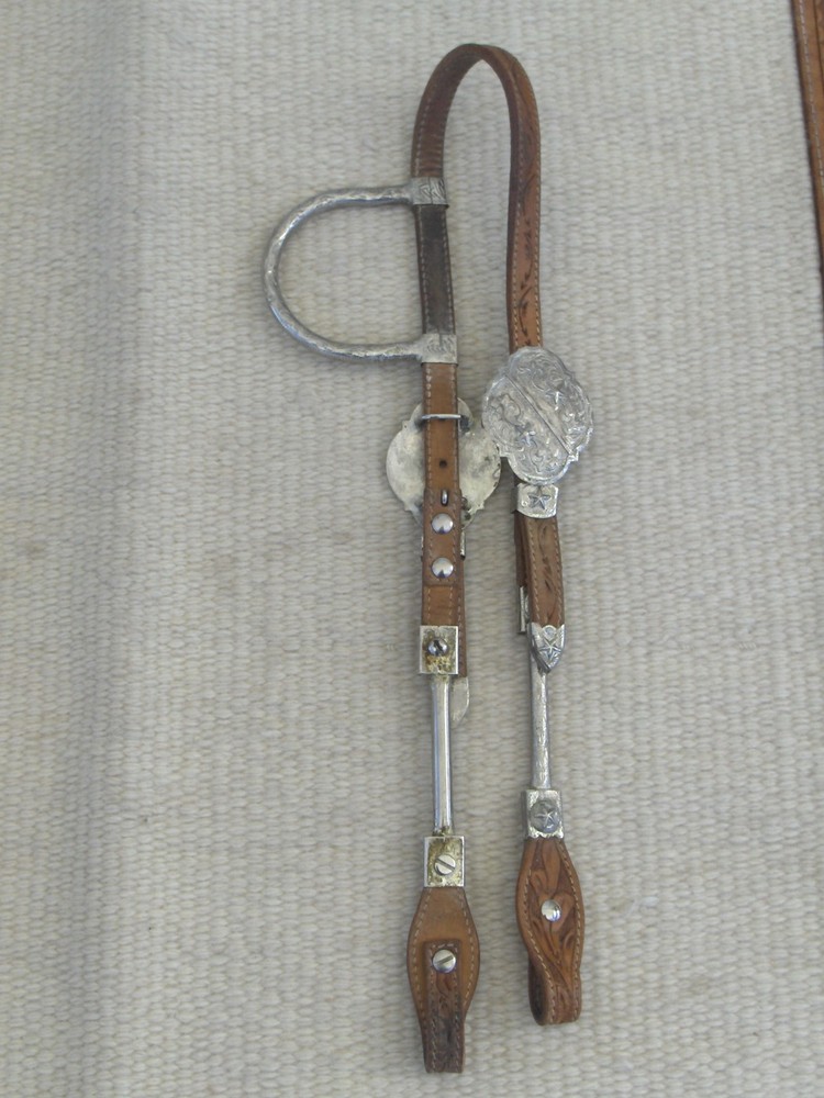 WESTERN TOOLED LEATHER Headstall/Bridle with SILVER