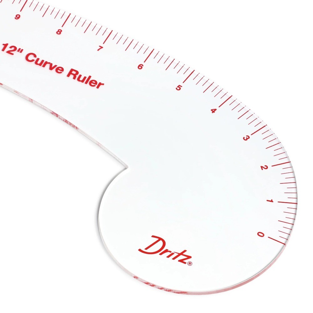 Dritz 12" Curved Ruler for Pattern Drafting, Clear