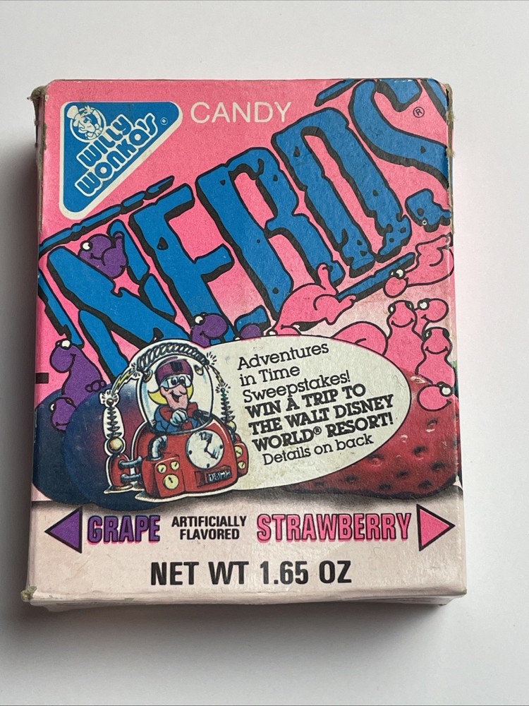 1992 Willy Wonka Nerds Candy Box With Adventures In Time Sweepstakes empty