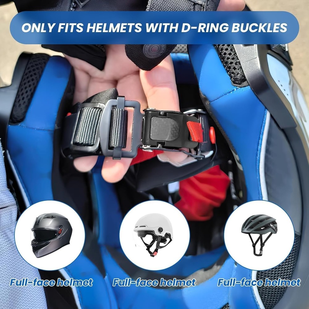 Quick release buckle kit for motorcycle helmets.