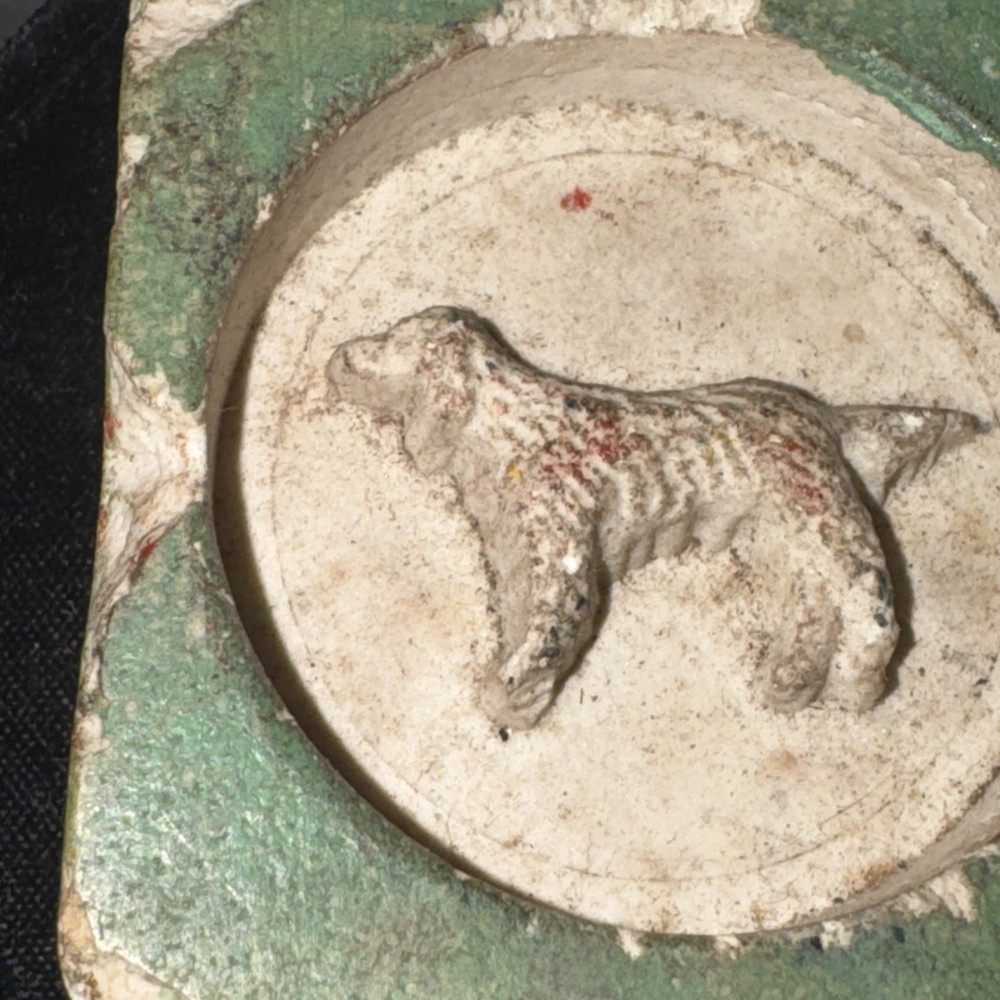 Vintage Square Thick Tile With Embossed Dog