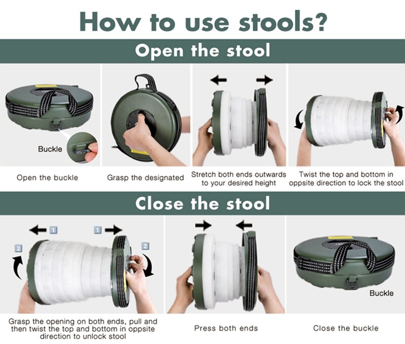 VILLEY Portable Table Stools Set 2.37ft Folding Camping Table Collapsible Stools