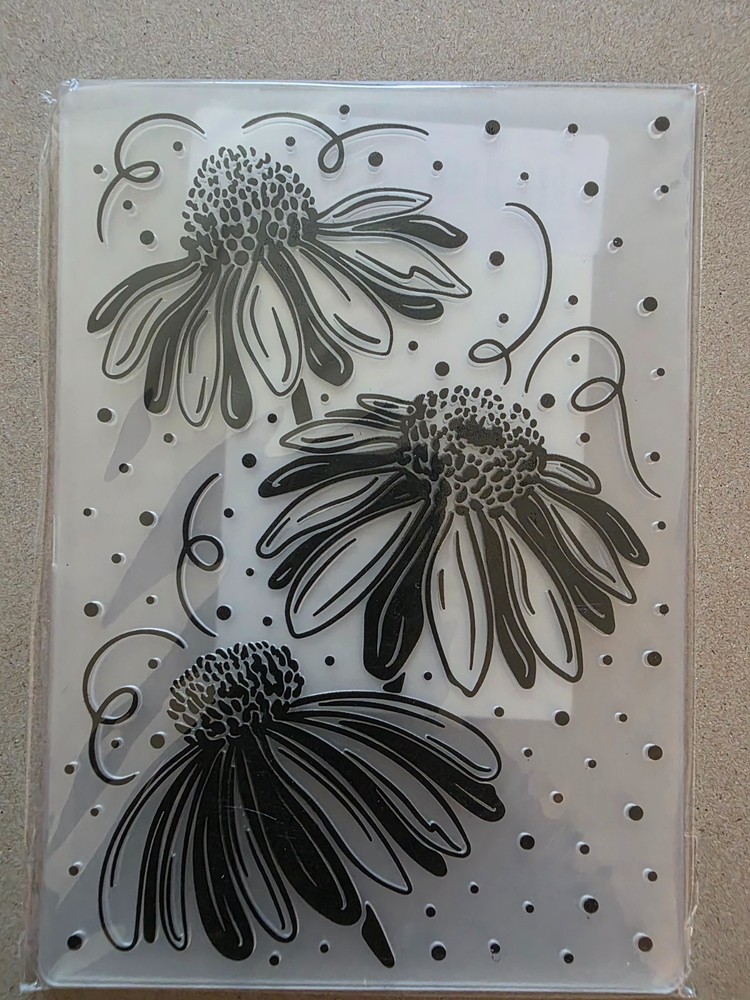Cone flowers Embossing Folders, Textured Embossed, transparent