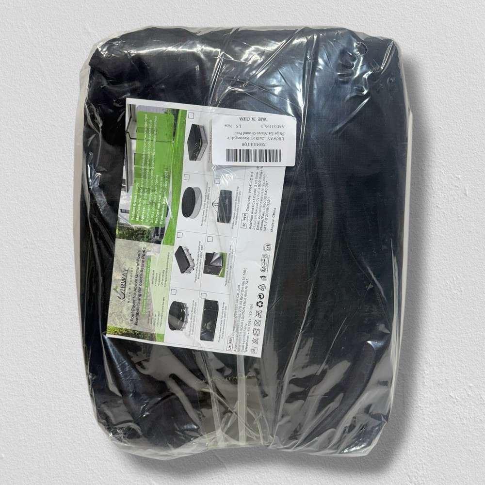 Rectangular Pool Cover with Reflective Strips for Above Ground Pool, 12x18 FT