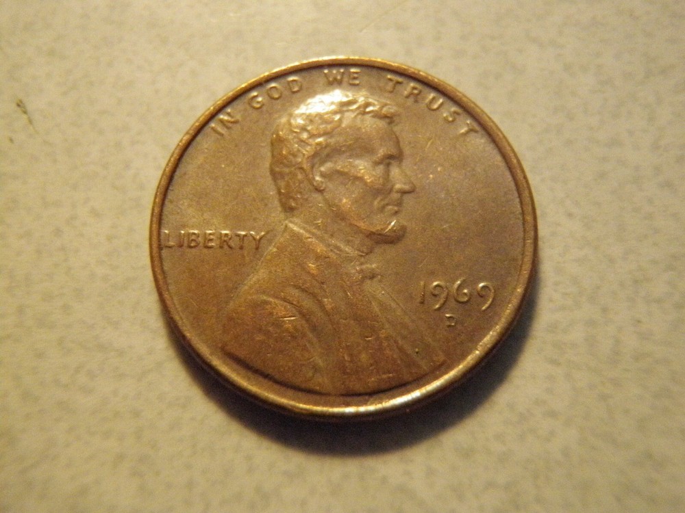 1969 D Lincoln Cent Error Coin ~ No FG