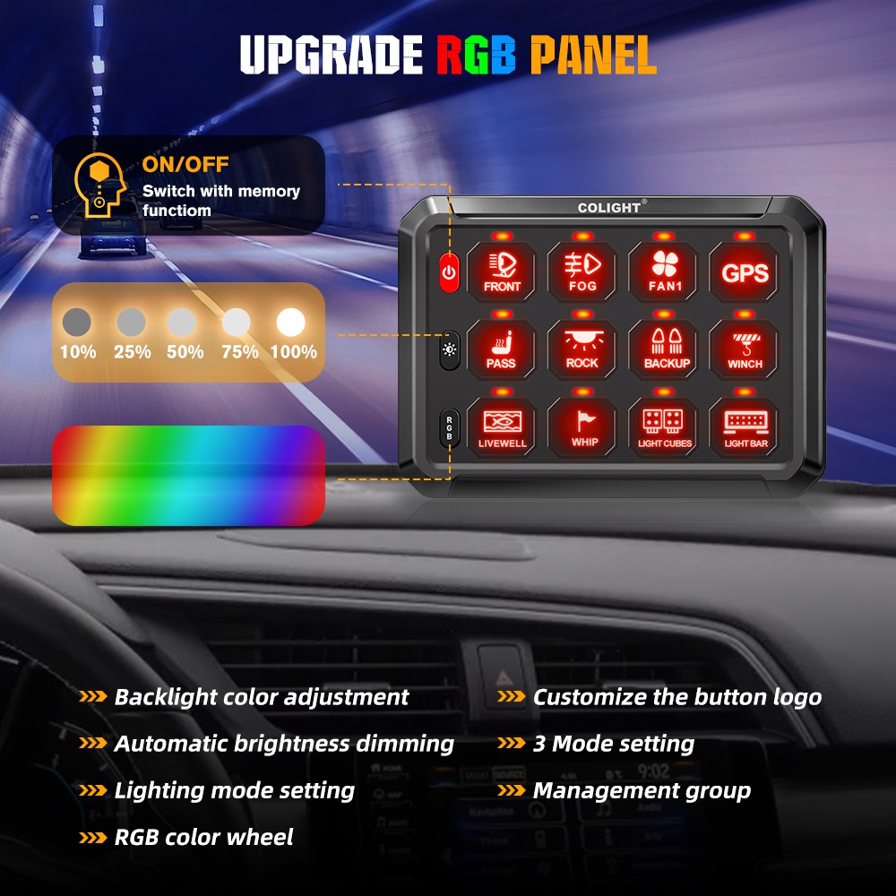 COLIGHT 12Gang APP RGB Switch Panel System LED Light Bar Electronic Relay System