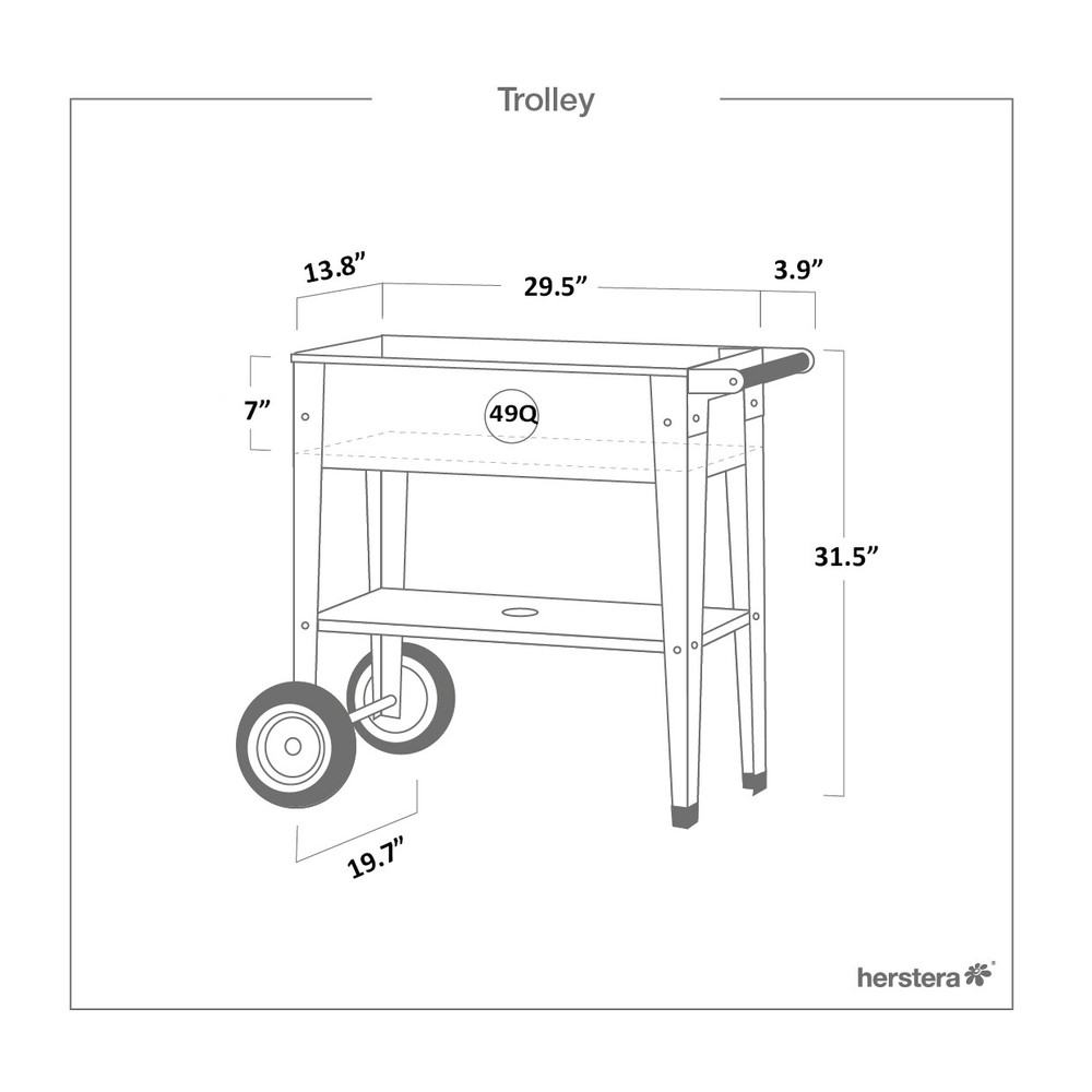 Herstera Garden Trolley Planter, Galvanized