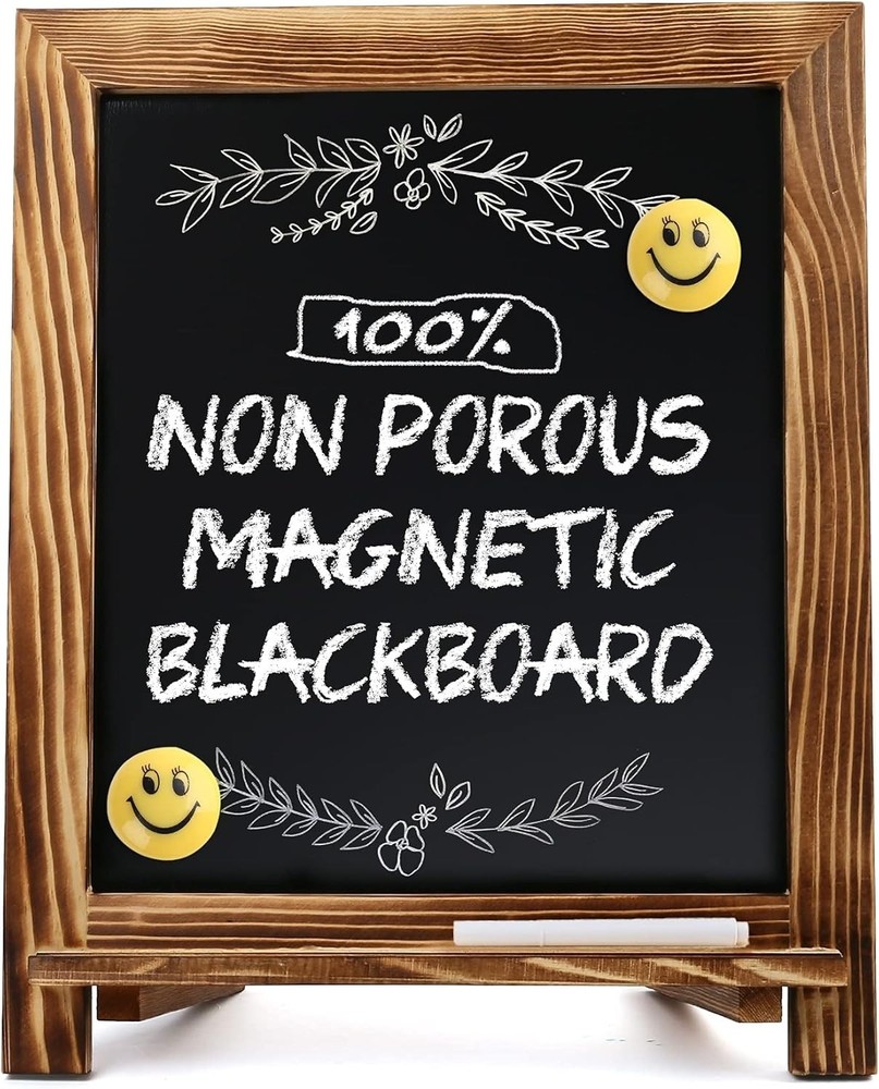 Portable Chalkboard Sign, Foldable Stand, Rustic Brown