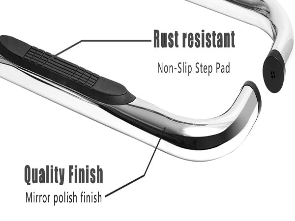 2Pcs 3" Black Side Step Nerf Bars Step Rails Running Boards Side Step