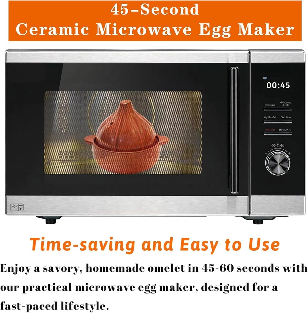 45-Second Ceramic Microwave Egg Maker, Fast Omelet Maker, Garlic Roaster for Del