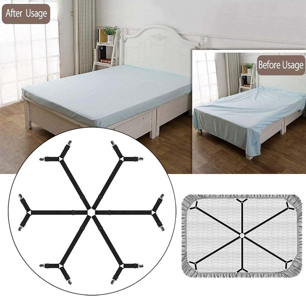 Sheet Fasteners, Adjustable Elastic Bed Sheet Holder Straps for Full,Queen,King