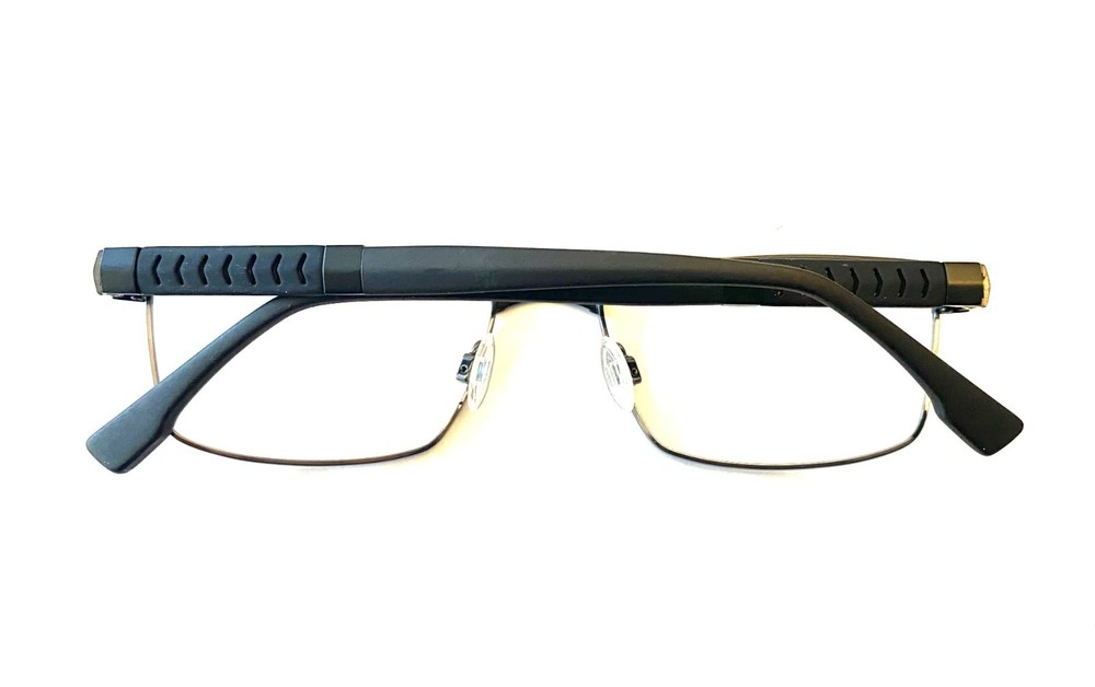 Flexon Eyeglasses Frames LATITUDE E1110 001 Black Silver Rectangle 55-18-145