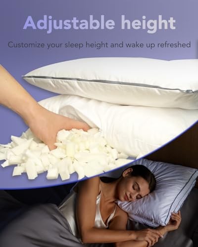 SKG Feather Adjustable Cervical Neck Bed Pillow - White