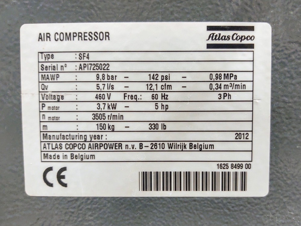 Atlas Copco Regenerative Desiccant Air Dryer System