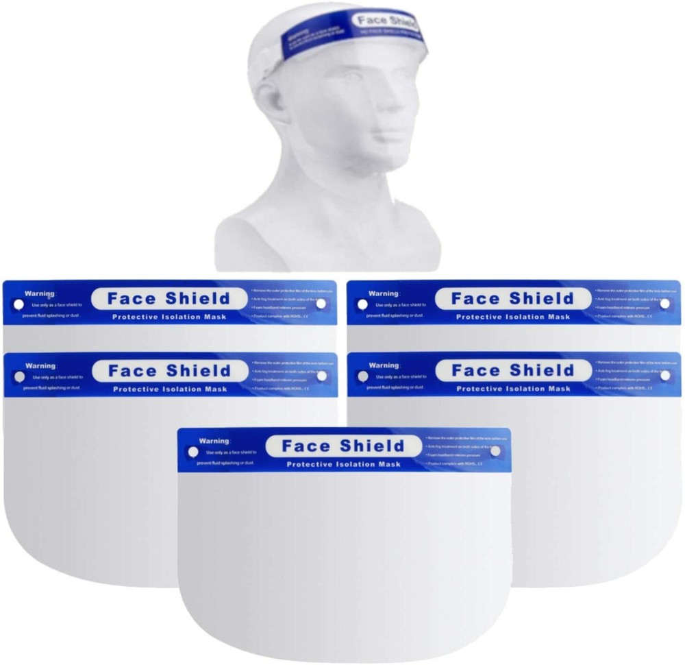 Face Shields/Face Masks Visor Clear with Sponge Pad Adjustable Band 10 Pack