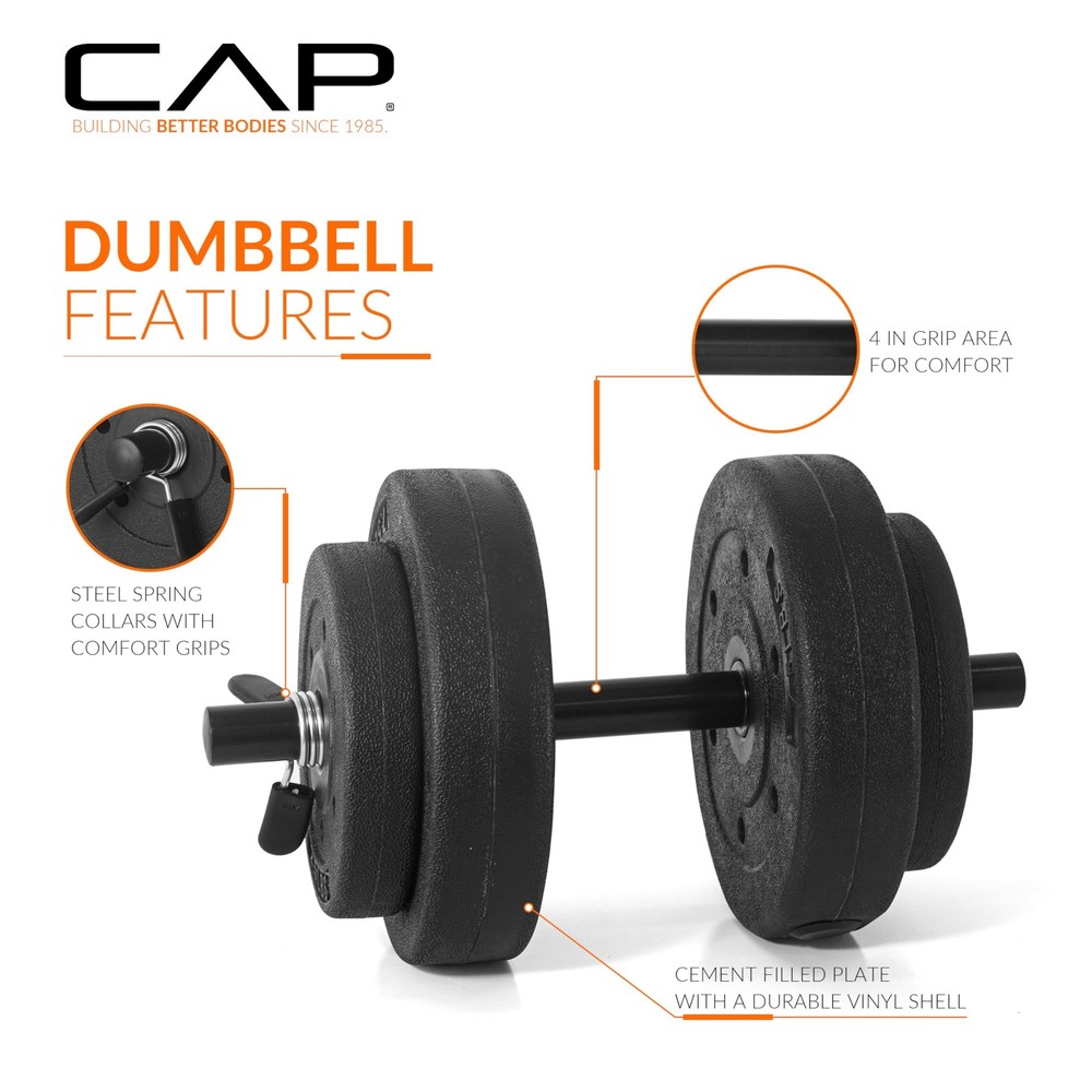 CAP Barbell 40-Pound Adjustable Cement Dumbbell Set – Versatile Medium, Black