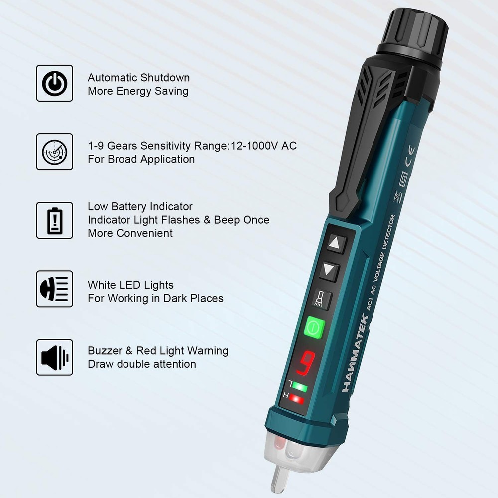 Versatile Non-Contact AC Circuit Tester with Adjustable Sensitivity & LED Light