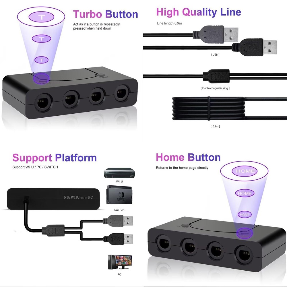 Multi - Platform Converter Compatible with Nintendo Gamepad Switch/Wii U/PC USA