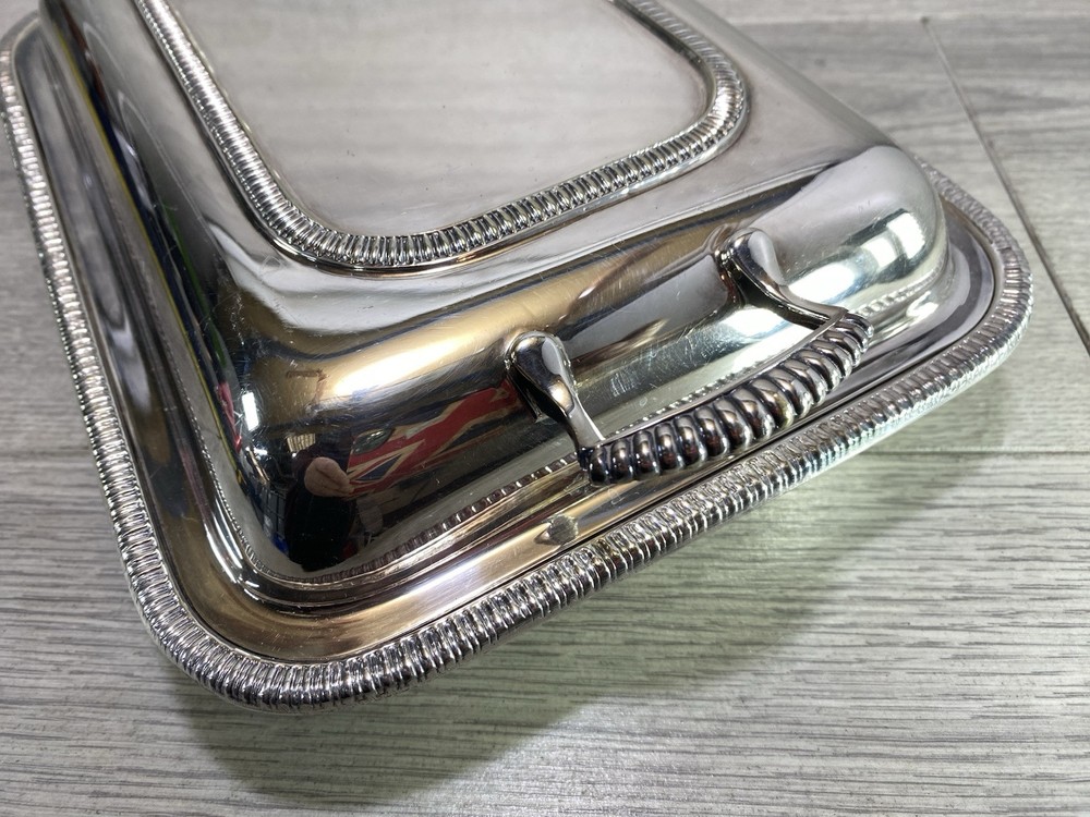 EARLY 20TH C. SILVER PLATE SERVING DISH two handle made in uk