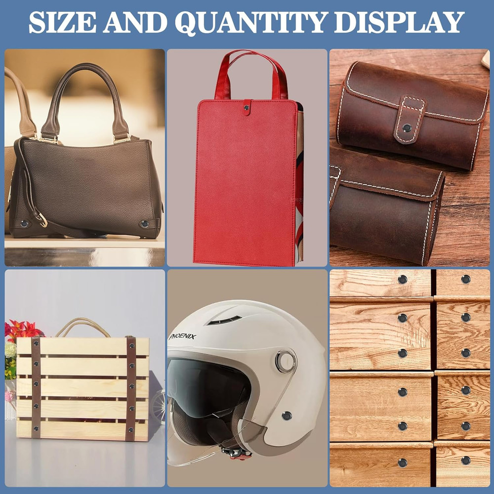 122 Pack Snap Button Kit, 6 Sizes Chicago Screws Leather Assorted Kit, for DIY L