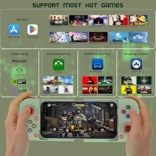 Phone Controller for iPhone/Android Support Phone Case, Mobile Gaming Green
