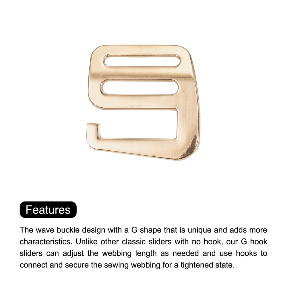 0.98" Webbing Release G Hook Buckle Adjusters for Backpack Strap, 2Pcs Gold