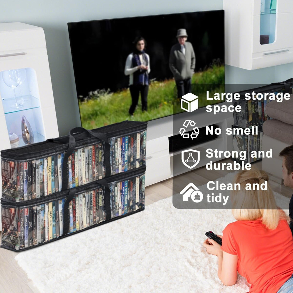 6 Pack DVD Storage Case, PVC Plastic Clear DVD Storage Bag with Handle, DVD Orga