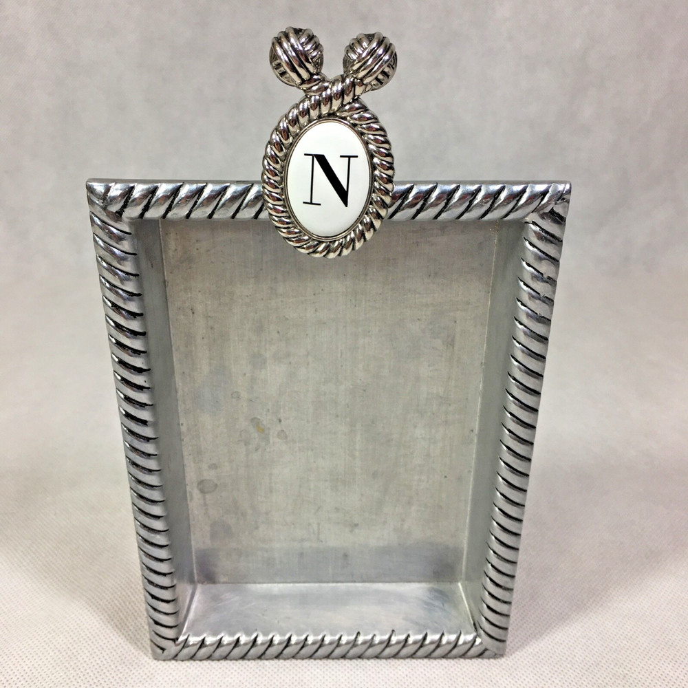 Mud Pie 2009 N Initial Metal Note Holder Tray 501013