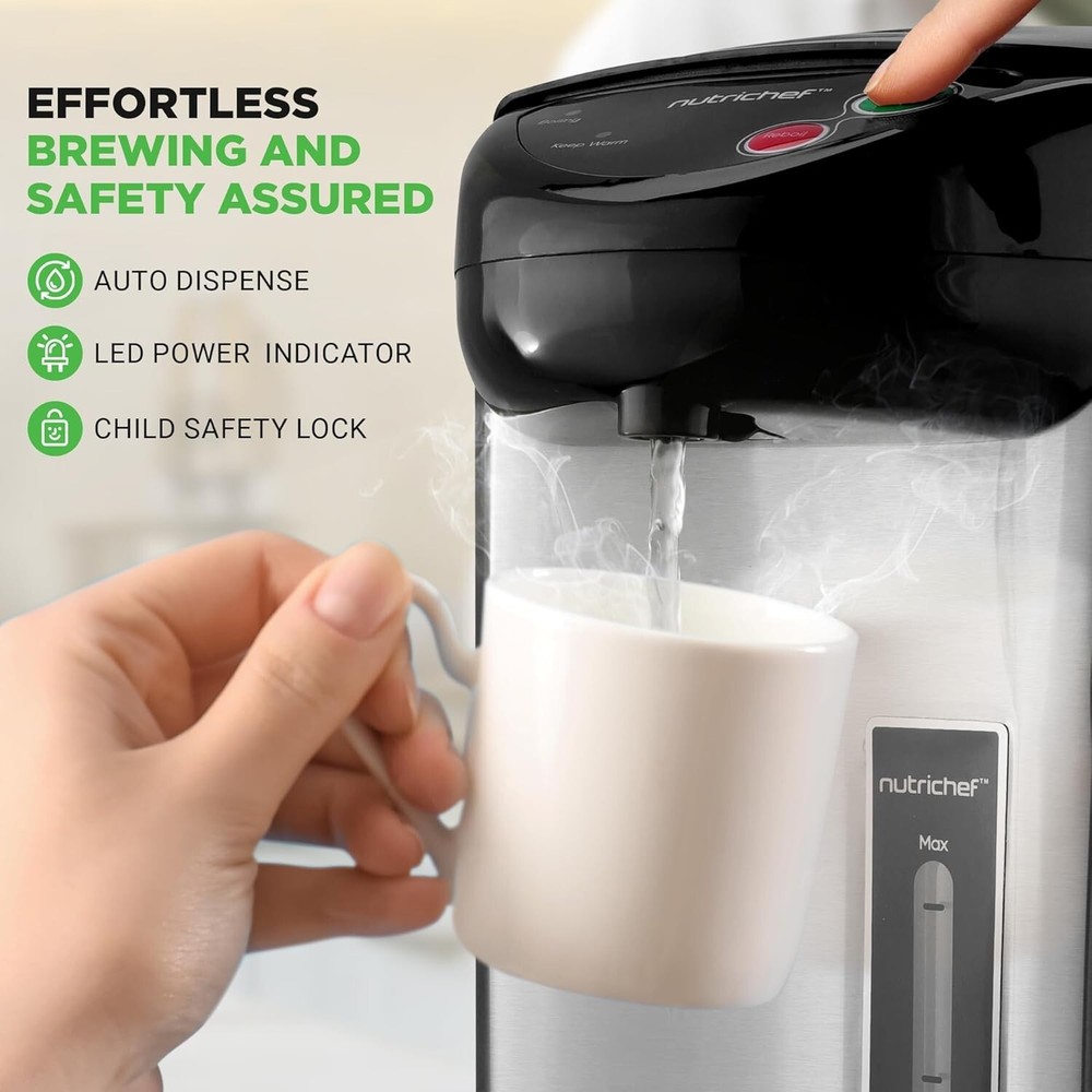 5-Quart Electric Kettle & Hot Pot with 3 Dispensing Options for Effortless Use