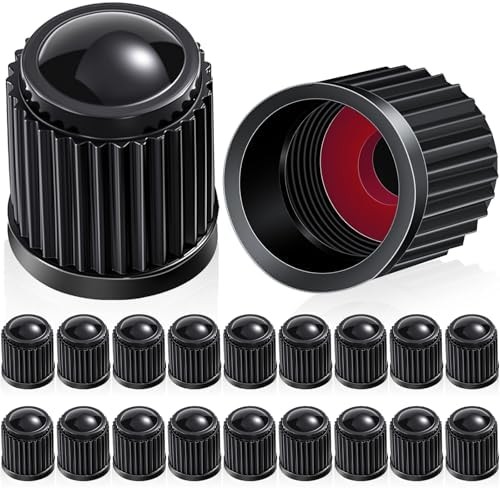 Plastic Tire Valve Stem Caps 20pc Black