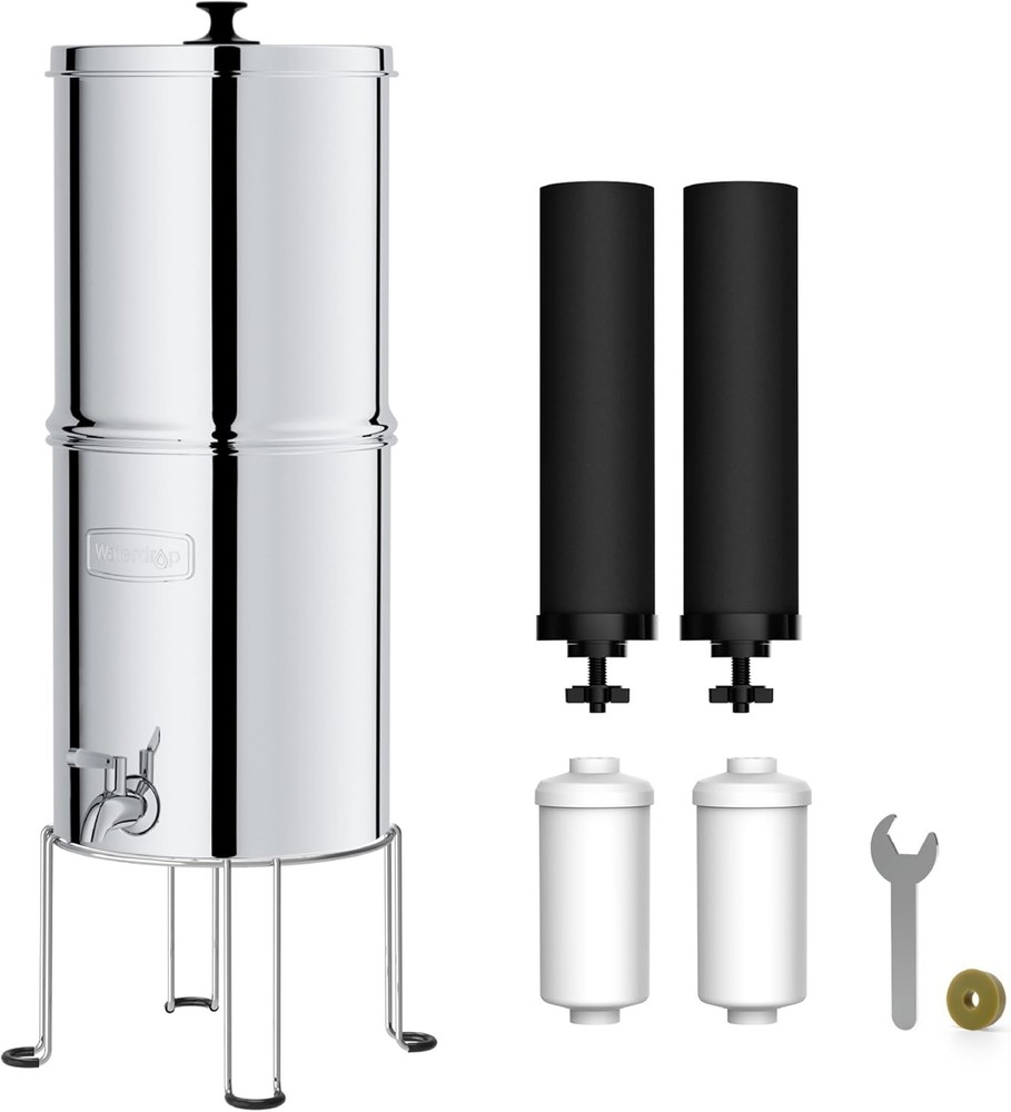 Waterdrop Gravity-fed Water Filter System,with 4 Filters and Metal Spigot