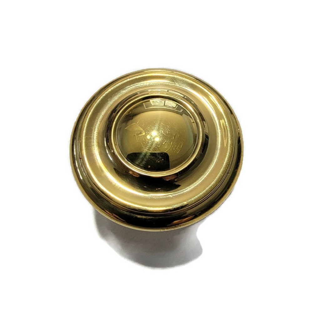 Polished Brass Cast Brass knob - 1 1/4" Solid Brass - Cabinet Knob