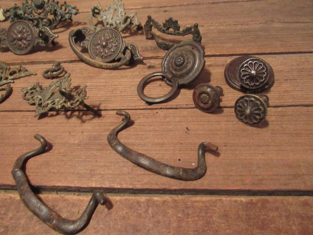 Vintage LOT Drawer Pull Handle Metal Hardware - Brass & Metal!