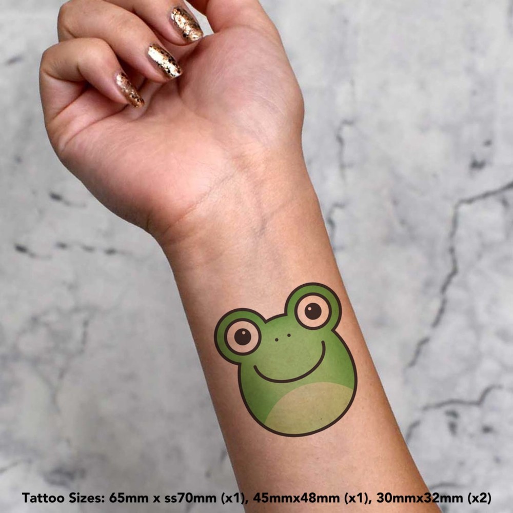 4 x 'Frog Head' Temporary Tattoos / Transfers (TO00007397)