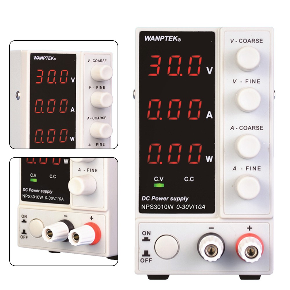 300W 0-10A Lab DC Power Supply Digital Variable Regulated Benchtop Power Source