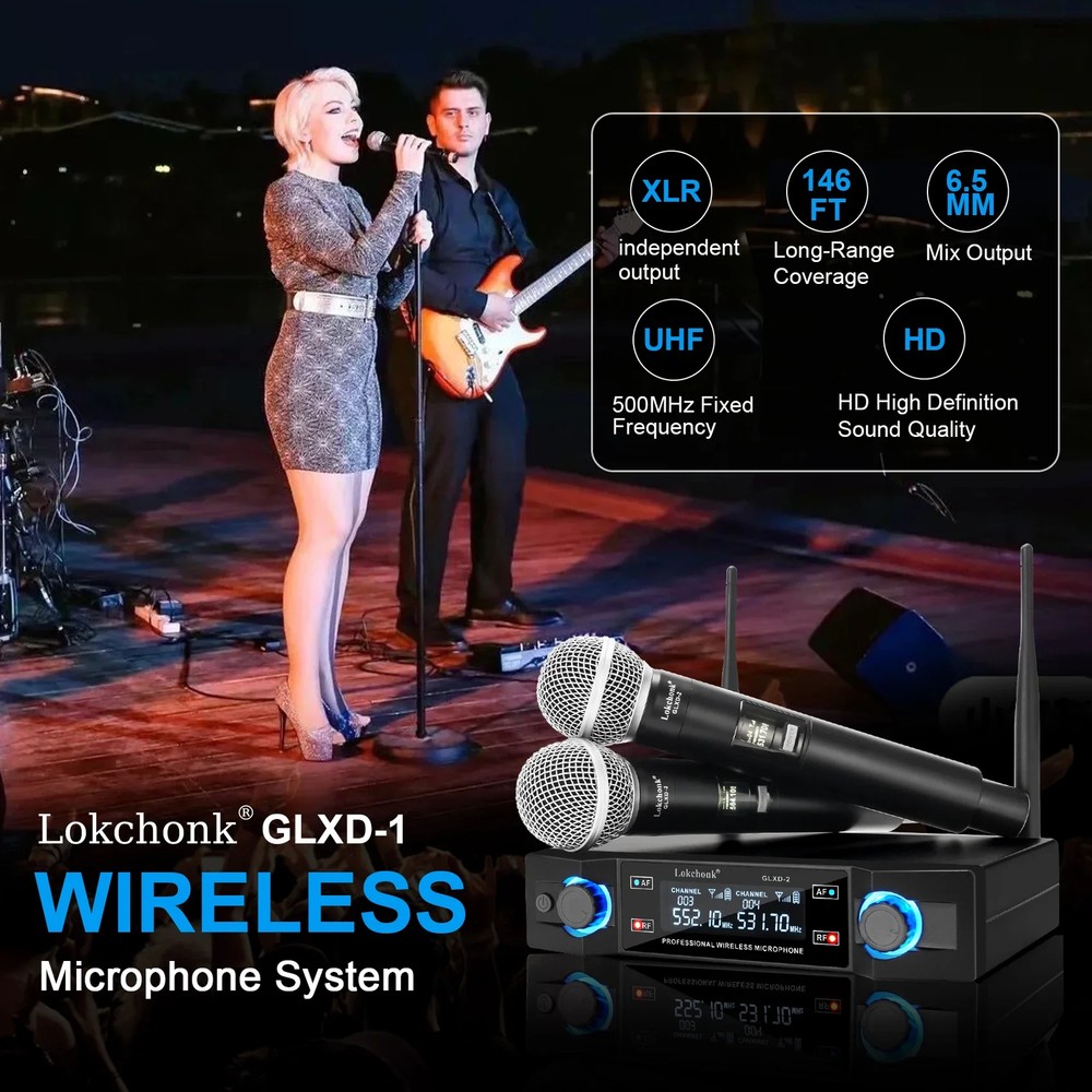 GLXD2 Professional Wireless Microphone system Dual Channel UHF Fixed Frequency C