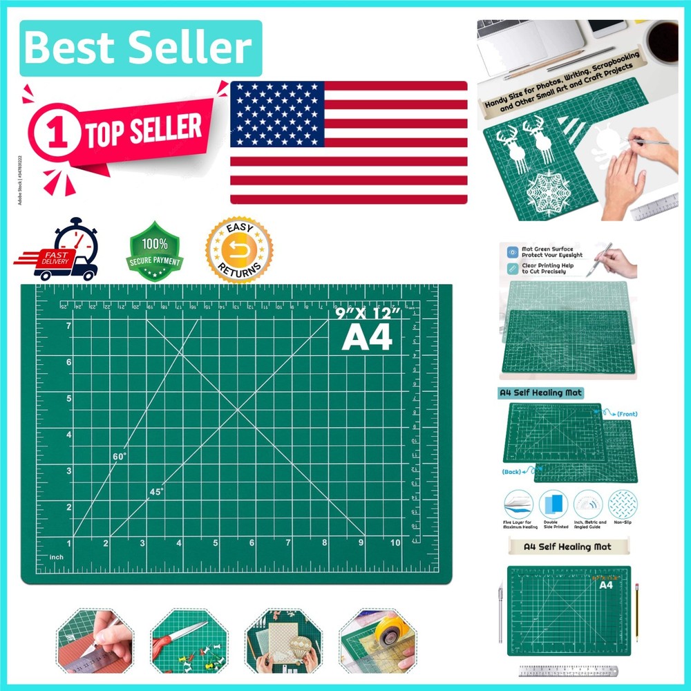 Versatile 5-Layer Self-Healing Cutting Mat 12x9 - Perfect for All Crafting Needs