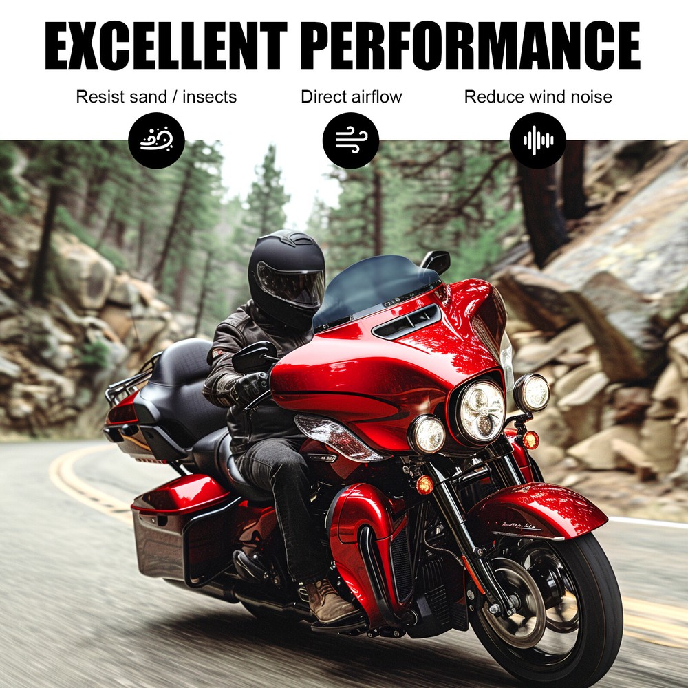 9" Wave Windshield Windscreen For Harley Electra Glide Ultra Classic 2014-2019