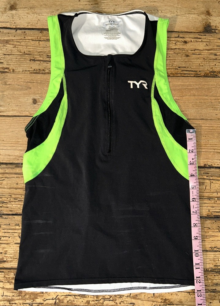 TYR Men’s Size M Black/Lime/White Competitor Tri Singlet NWT
