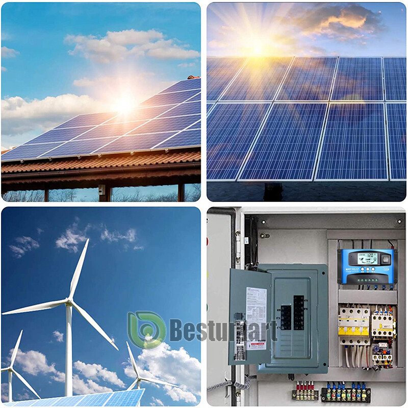 12V/24V 100A MPPT Solar Panel Battery Regulator Auto Charge Controller Dual USB